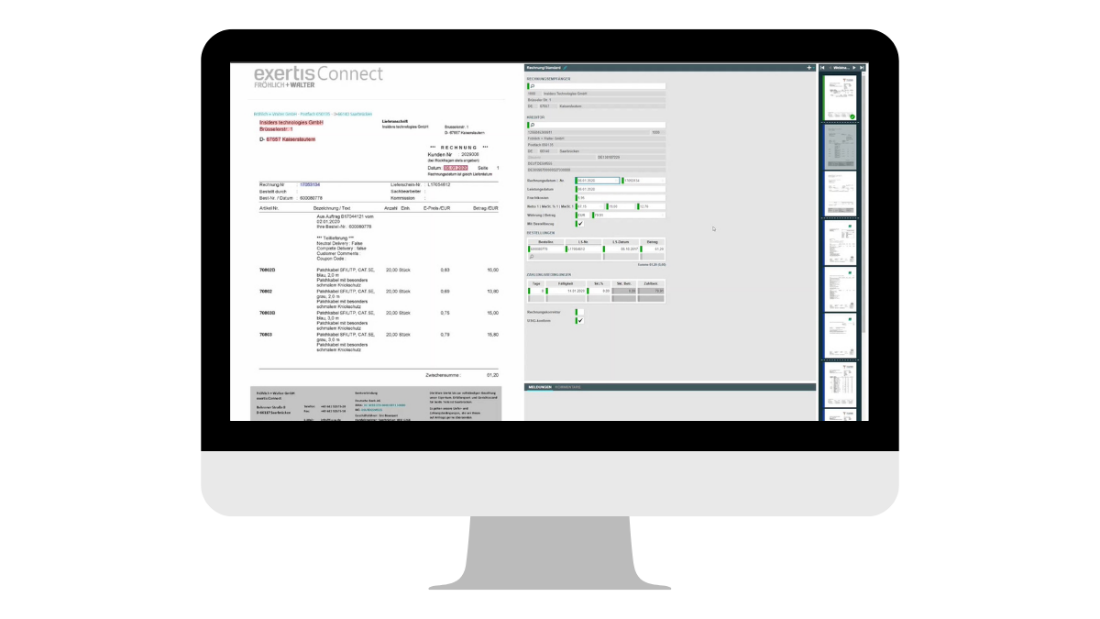 smart INVOICE Screenshot Feldkontrolle